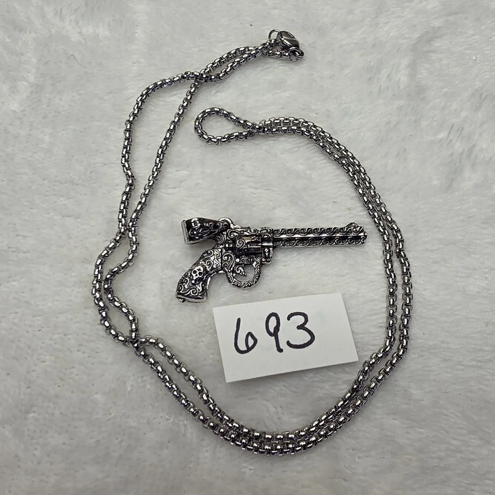 Stainless Steel Gun Pendant Necklace